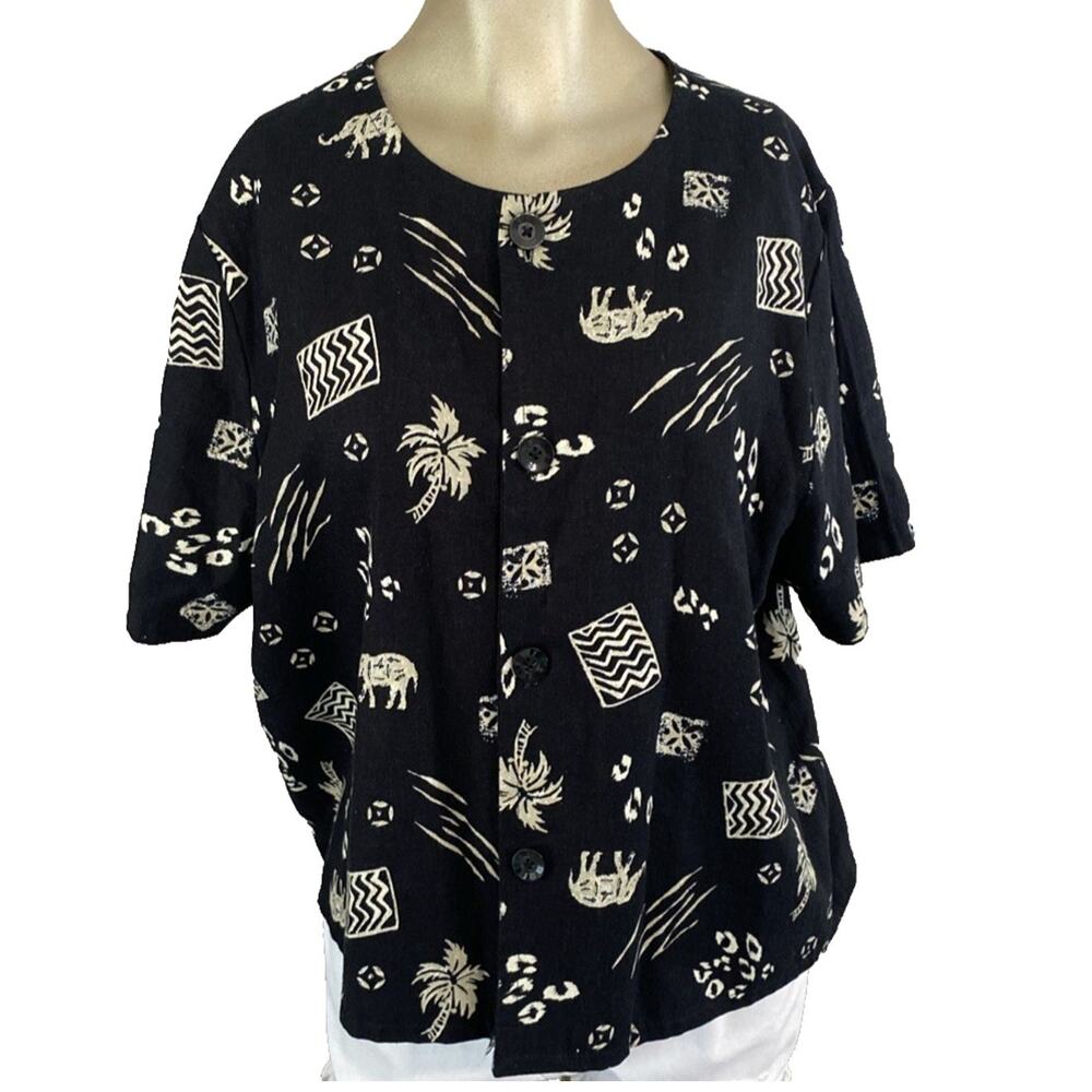 Ease Sport Sportswear Women 12 Elephant Top Shacket reversible Linen Blend